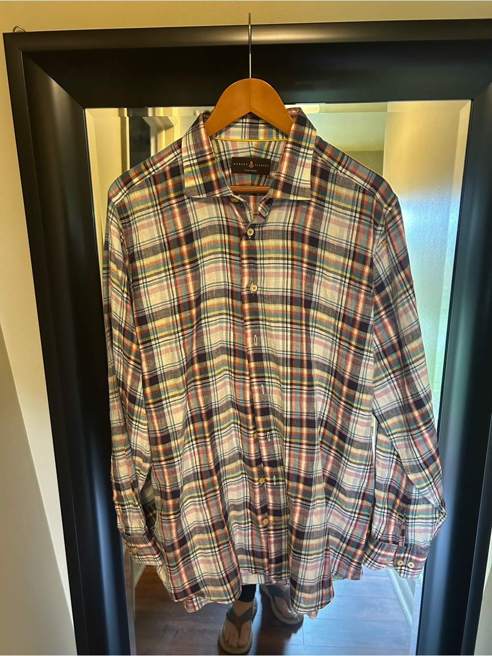 100% Linen Robert Talbott Men’s Plaid Button-Down Shirt